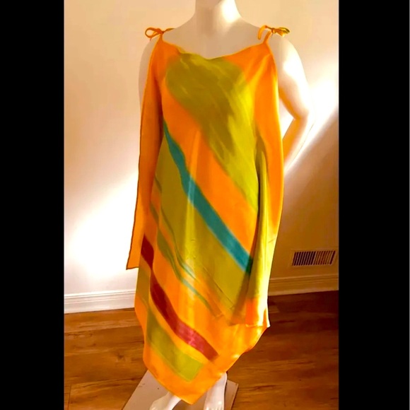 🆕 Handmade silk knee-lenght beach or casual dress / vintage / Martinique artist - Picture 10 of 10